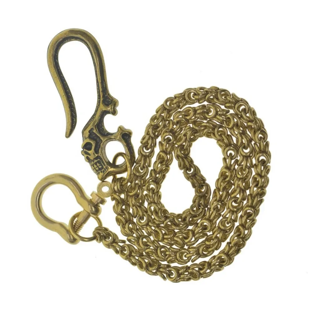 Wallet Waist Chain  Keychains Hip Hop Chunky  Round Byzantine Style Snake Brass Chain Punk Pirate Skull Clasp Screw Shackle