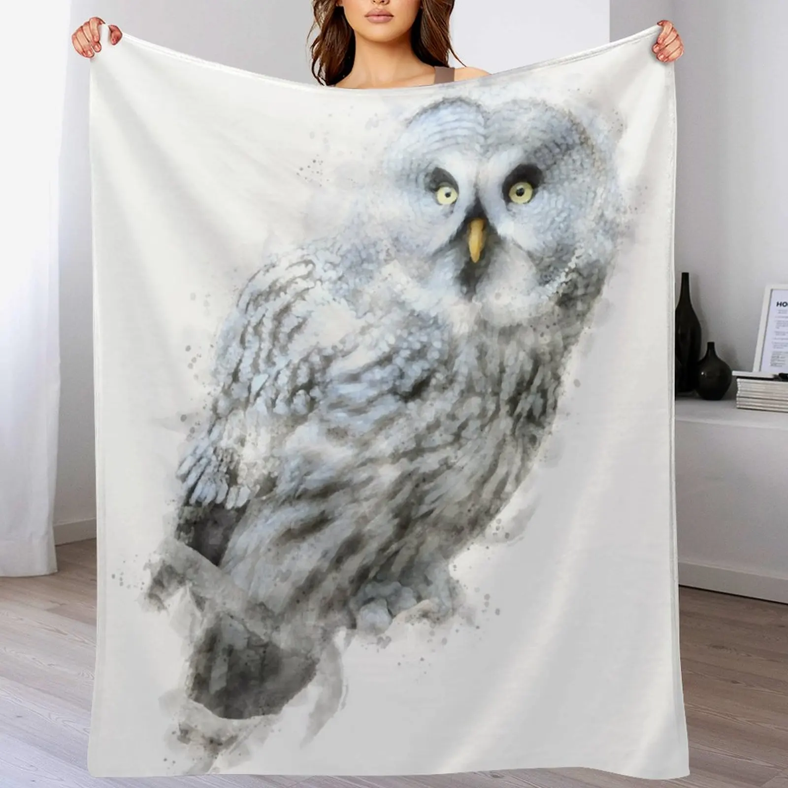 

Great Grey Owl Throw Blanket blankets ands Weighted decorative Designers Blankets