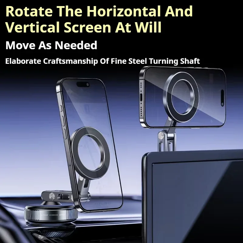 Magnetic Phone Holder Rotating Folding Vacuum Suction Mag Stand For Car Navigation Gym Kitchen Streaming Bracket
