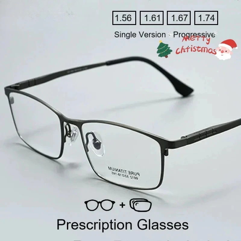 

KUXA Men's Pure Titanium Optical Spectacles Myopia Prescription Glasses Anti Blue Light Photochromic Eyeglasses