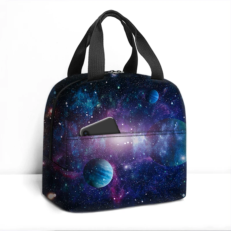 3D Galaxy Space Stars Insulated Lunch Bag Space Planet Astronaut Food Storage Bags Portable Schools Travel Picnic Lunch Box