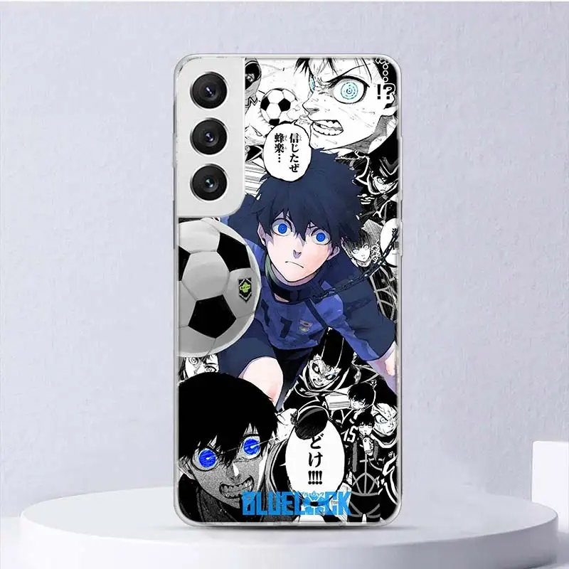 Caso do Anime do Futebol do fechamento azul macio, tampa do telefone para Samsung Galaxy M12, M21, M30S, M31, M32, M51, M52, nota 8, 9, 10 +, 20 ultra, J4, j6 Além disso