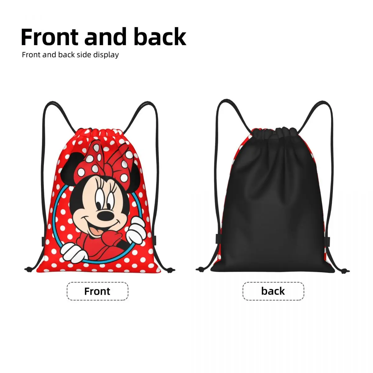 Borsa con coulisse personalizzata Happy Minnie Mouse per l\'allenamento zaini Yoga uomo donna Cartoon Sports Gym Sackpack