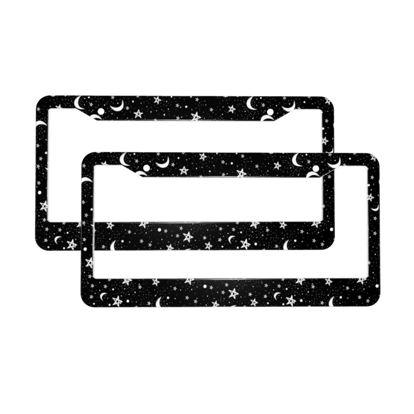 Doodle Night Sky Stars Boho Print Standard Aluminum Alloy Car License Plate Cover Car Accessories Waterproof License Plate Cover