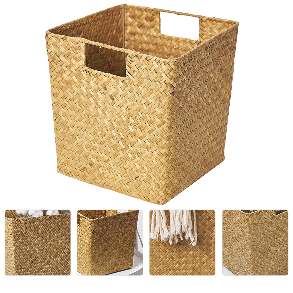 

1 pc Storage Handwoven Seaweed For Kitchen Home Use Beautiful Flower Basket Versatile Fruit Basket Yellow Color