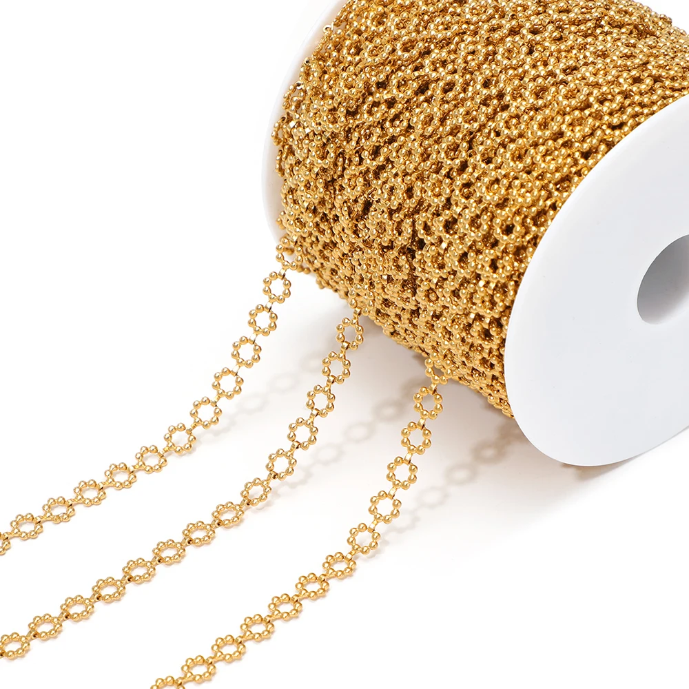 1 Meter Stainless Steel Gold Plated Snowflake Chains Clover Chains Bulk for DIY Necklace Jewelry Bracelet Anklet Making Findings