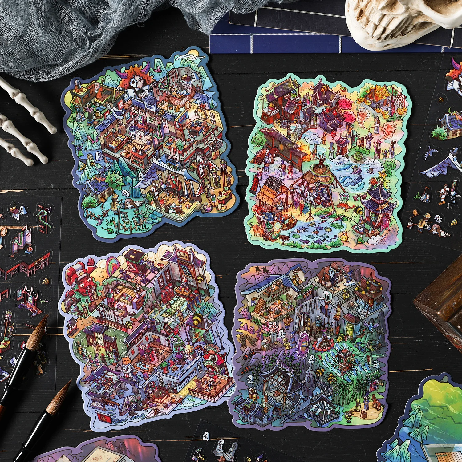 Kawaii Judge Lu has arrived 3DMicro terror Landscape Sticker  DIY Pocket Cabin Scene surprise gift