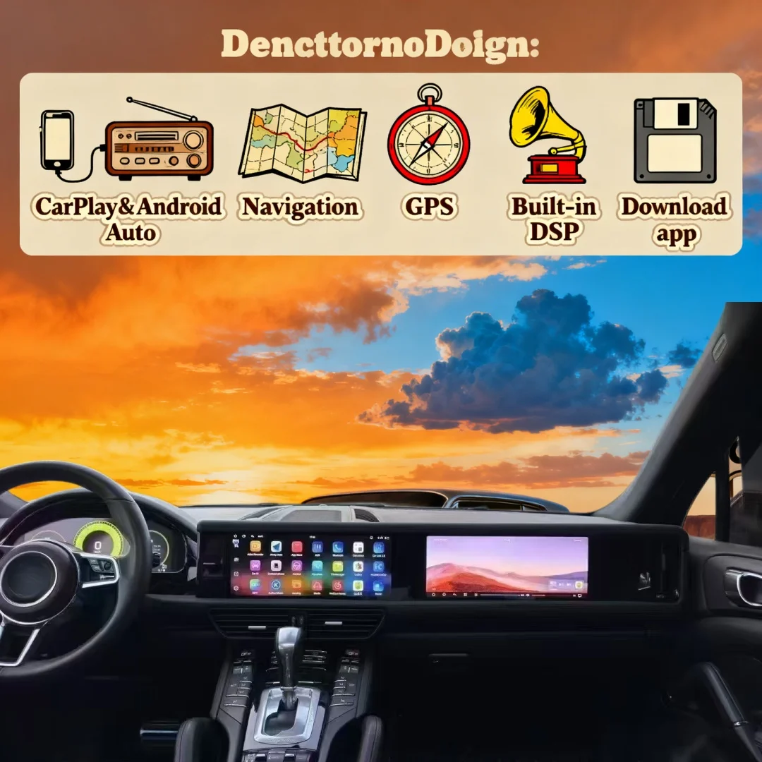

12.3+12.3-дюймовый Android Carplay для Porsche Cayenne 2010-2023, улучшенный интерактивный мультимедийный видеоплеер с двумя экранами и навигацией