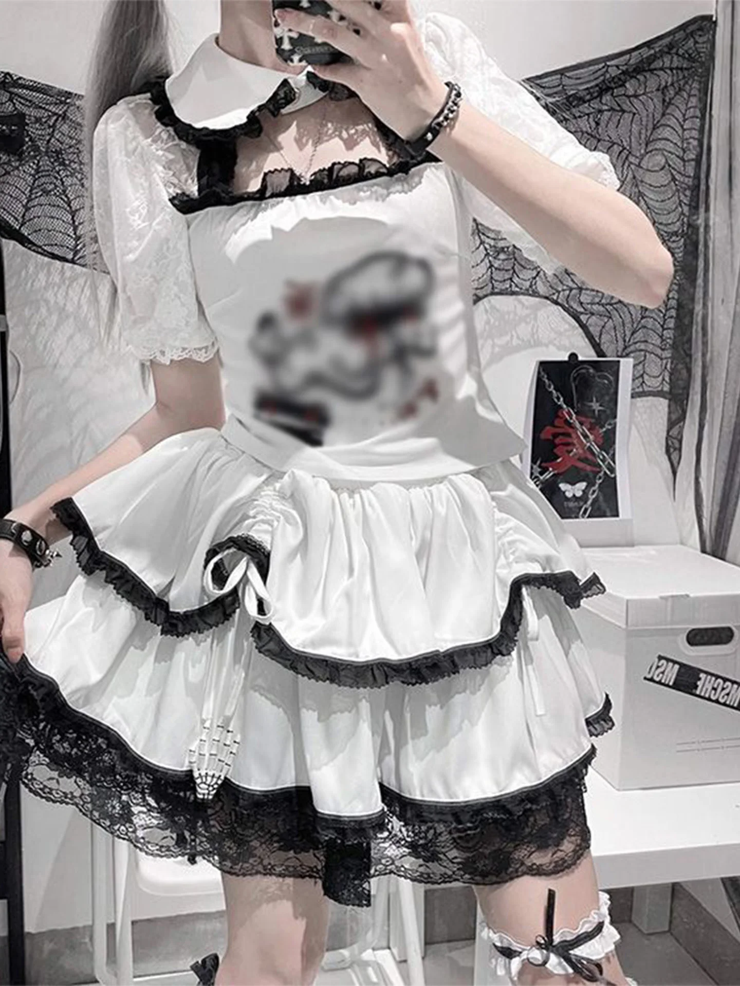 

Милая панк-девушка с кружевной отделкой, пышные юбки, женская летняя юбка трапециевидной формы, корейская юбка Sle Boun Cake Sle ort, дизайн юбки
