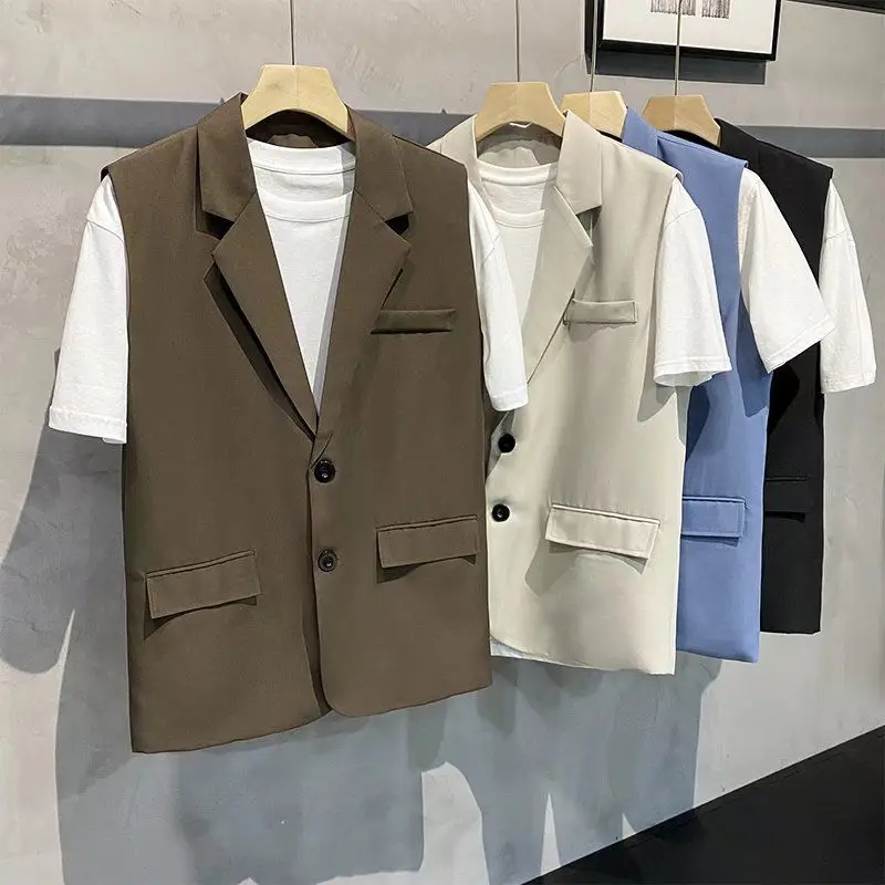 Suit Vest Men's Outer Vest Trendy Thin Loose Spring and Summer Japanese Versatile Jacket
