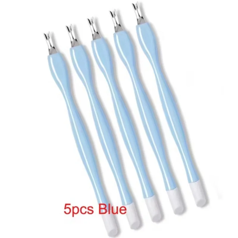 

﻿ Двусторонний синий инструмент для удаления кутикулы и гель-лака, из нержавеющей стали, для педикюра и маникюра, для ухода за омертвевшей кожей ﻿