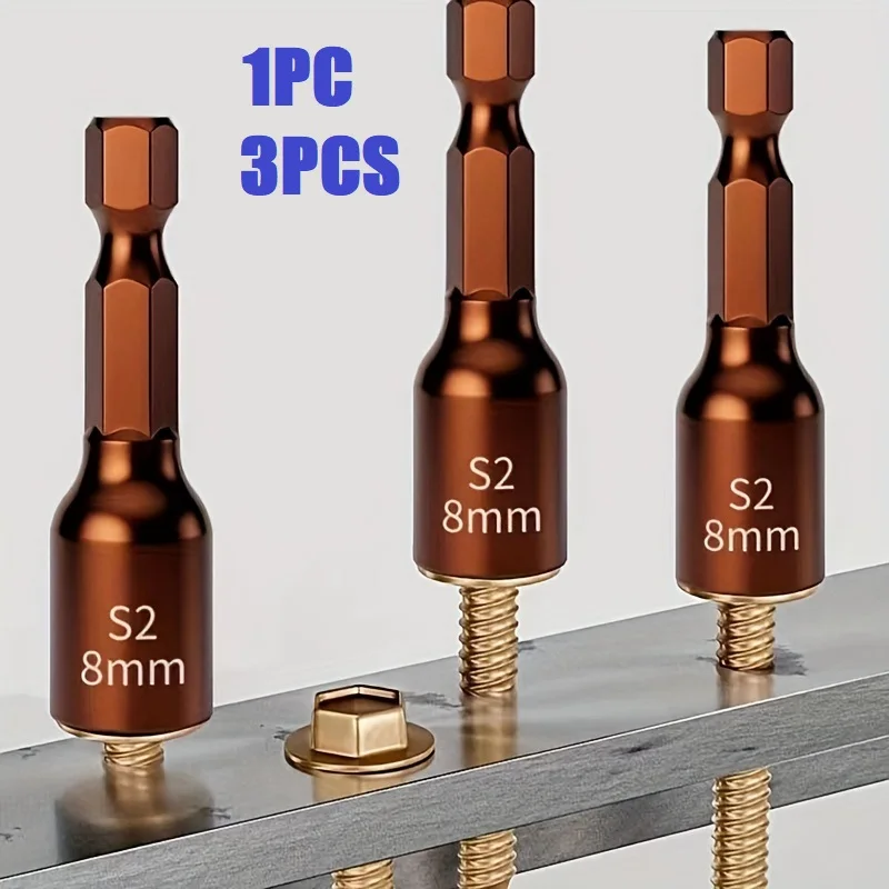 1/3PCS S2 Strong Magnetic Hex Wrench Head Air/Diesel Screwdriver Head Electric Magnetism Inner Hex Screwdriver Bit
