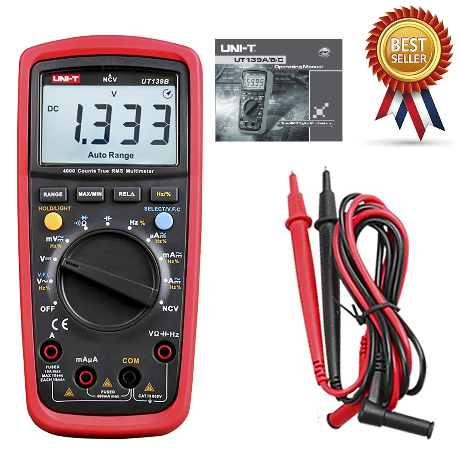 

UNI-T UT139B True RMS Digital Multimeter / AC Variable Frequency VFD Measurement / Frequency Test / NCV / Auto Power Off