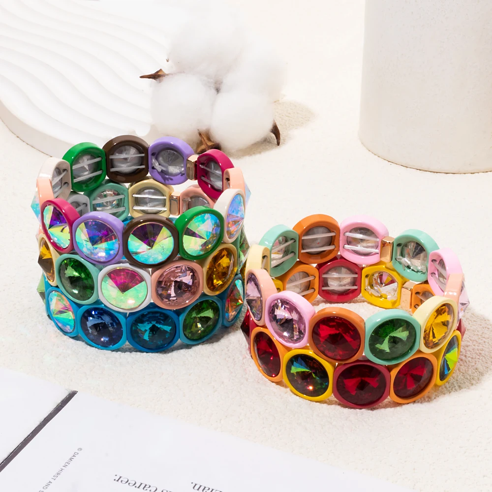 

BEUTIFOR Crystal Bracelet for Women Colorful Rhinestone Beads Girl Bangle Fashion Jewelry Accessories 2025