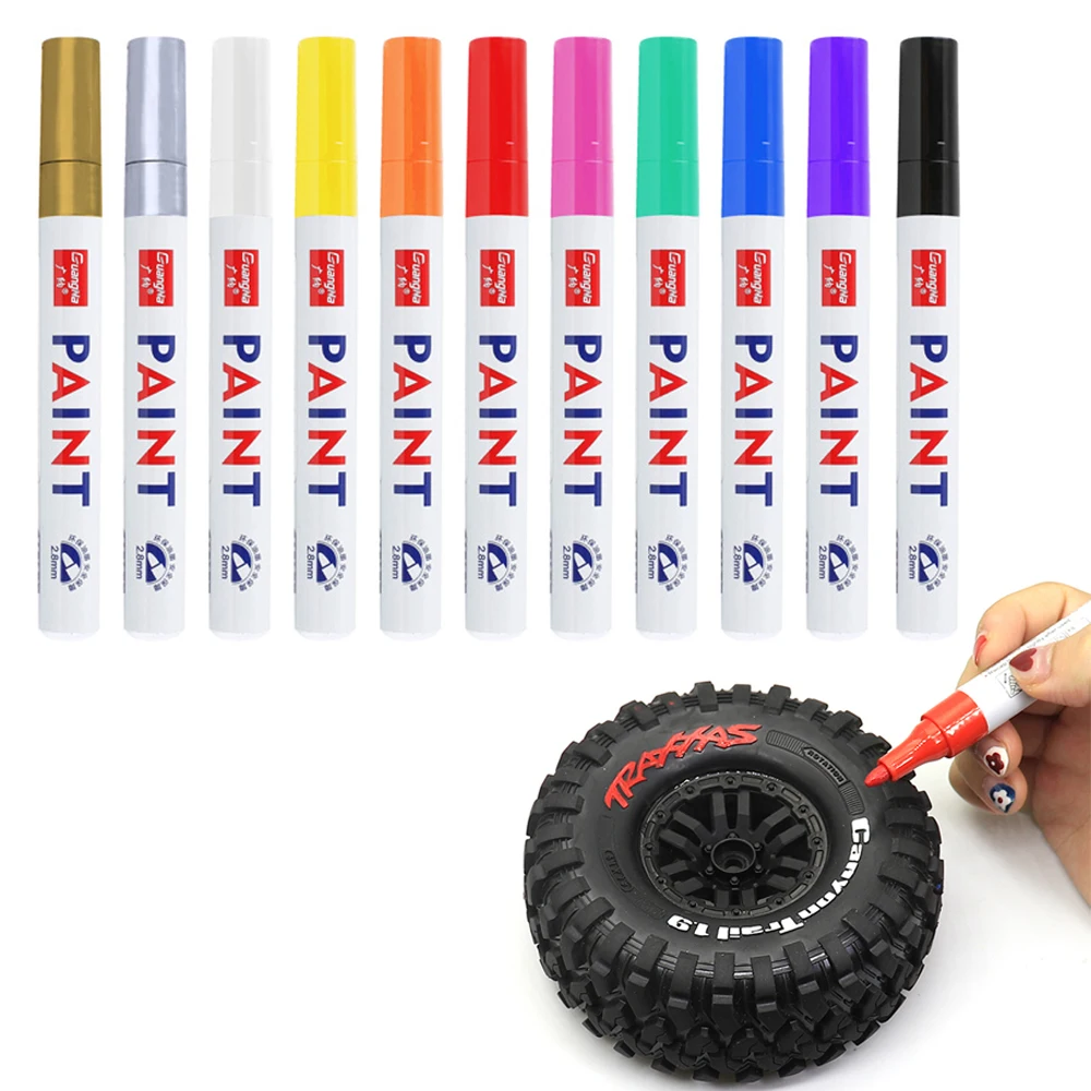 Waterproof Car Tyre Tire Tread Tire Paint Pen Marker DIY Art  Drawing Pen Tool for RC Car Crawler TRX Axial SCX10 III 90046 D110