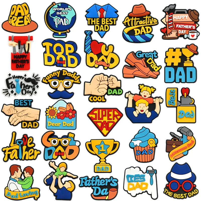 أنا أحب بابا النعال البلاستيكية زر الحذاء المختلط السحر سوبر بابا تسد الملحقات DIY رجل جراب هاتف هدايا عيد الأب X-mas #1