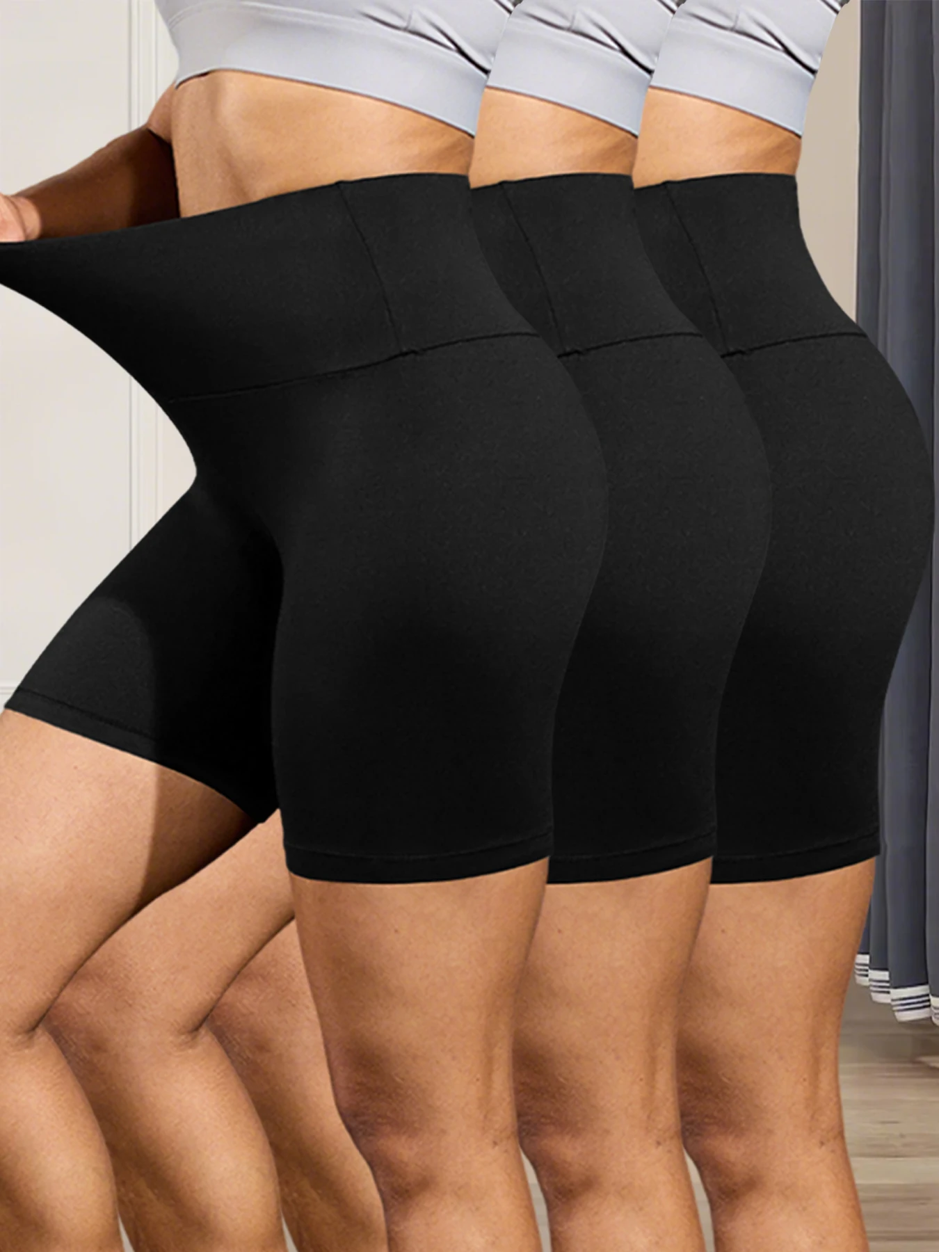 

3 Pack Women's High Waisted Biker Shorts Super Soft Tummy Control No See Through Workout Yoga Running Push Up Gym Fitness Shorts