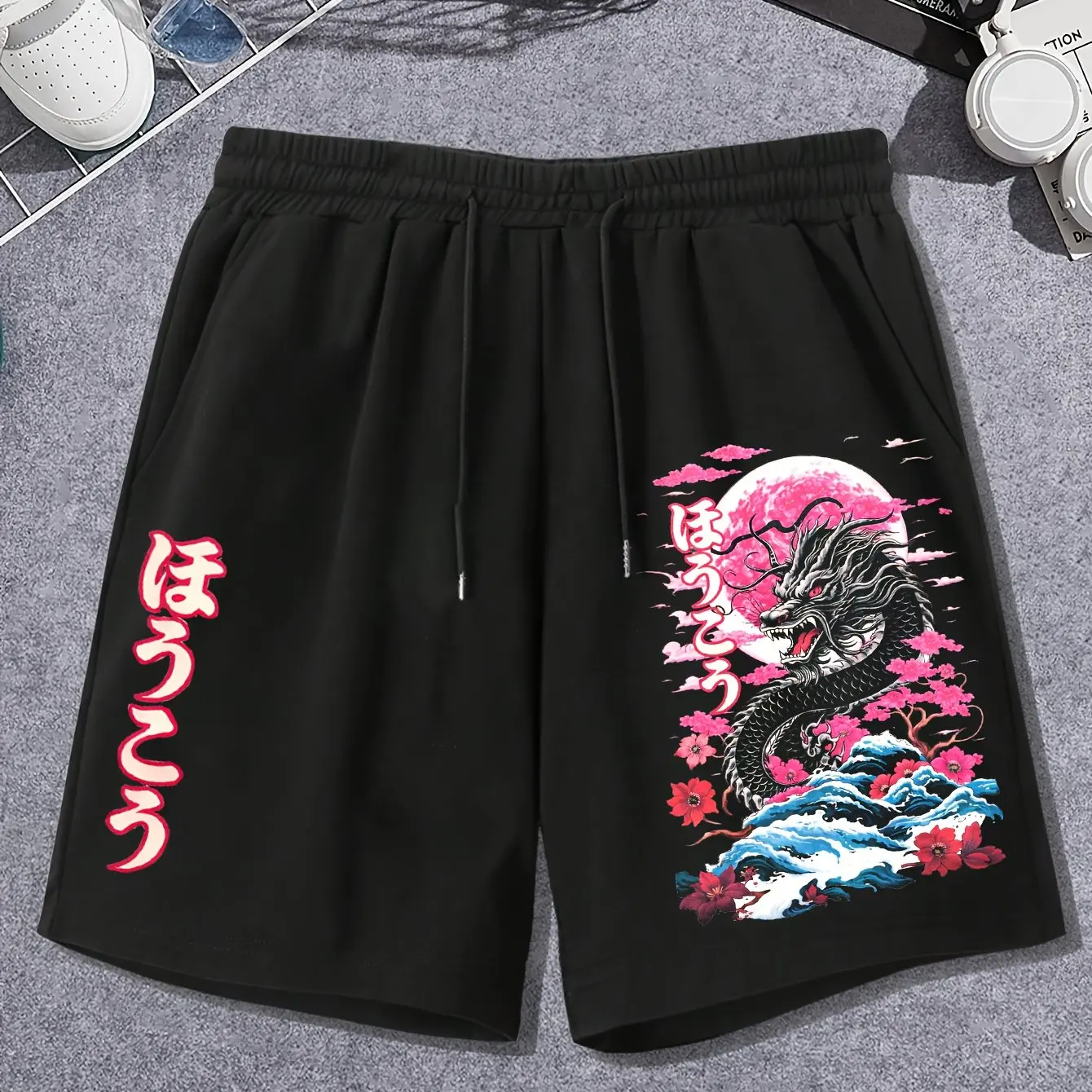 

Men's Printed Dragon Pattern and Letter Printed Shorts for Summer Street Fashion