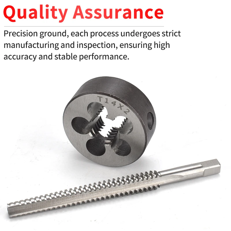 1SET HSS Left/Right Trapezoid Tap and Round Die Set TR8~TR32 for Internal and External Threading Machine Repair and Metalworking