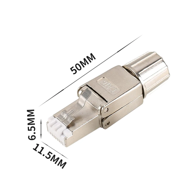 RJ45,8P8C tool free CAT.6A, network cable crystal head perforated adapter zinc alloy metal she