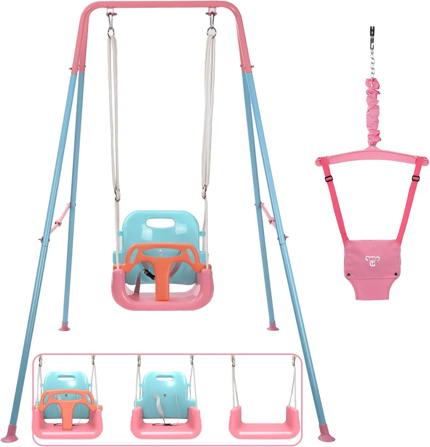 2 In 1 Toddler Swing ＆ Jumper, Swing Set For Indoor/Outdoor, Baby Jumpers And Bouncers, Easy To Assemble & Store, Suitable For