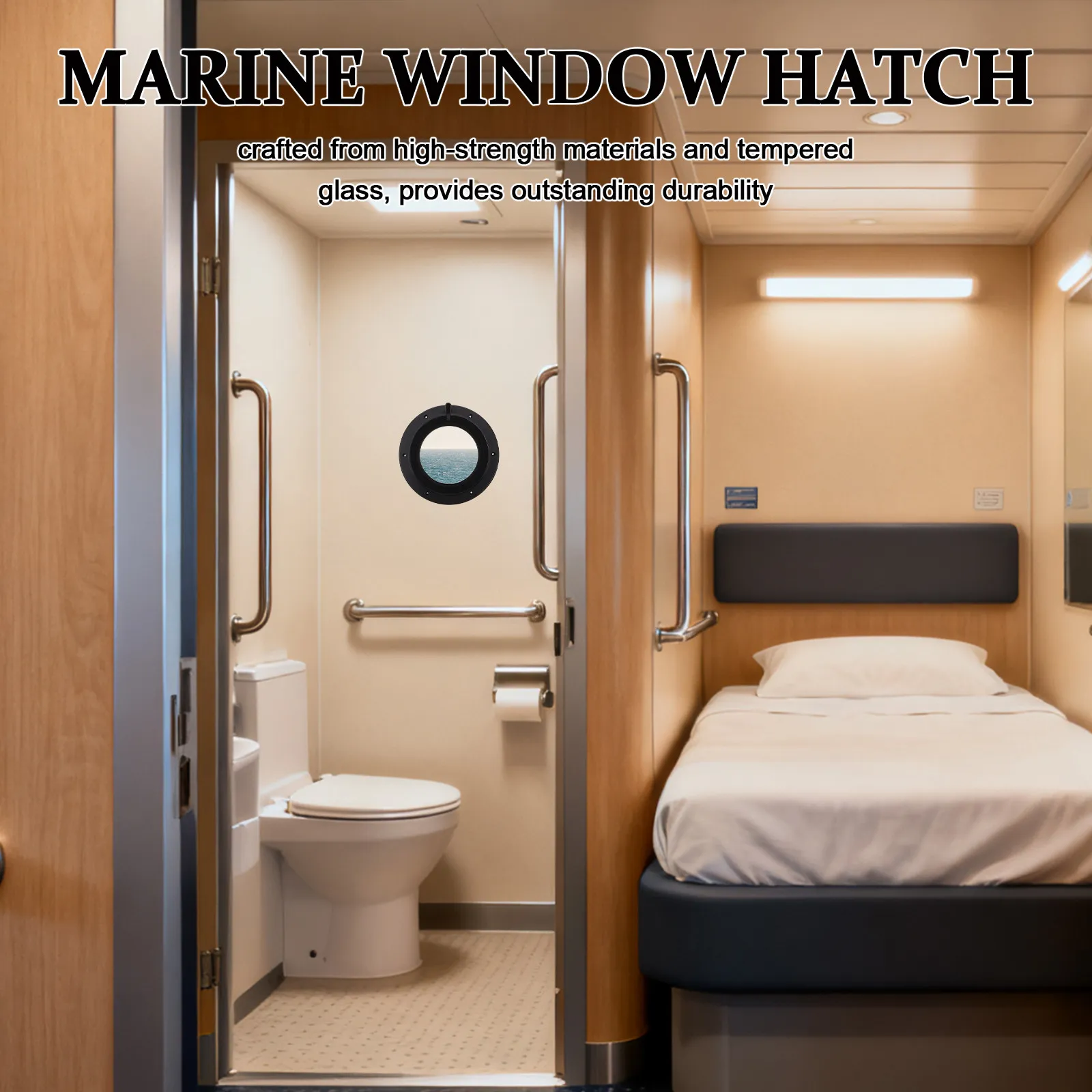 

8.5 Inch Marine Porthole Window Round Opening Tempered Glass Boat Hatch Replacement for Yacht Cabin Waterproof