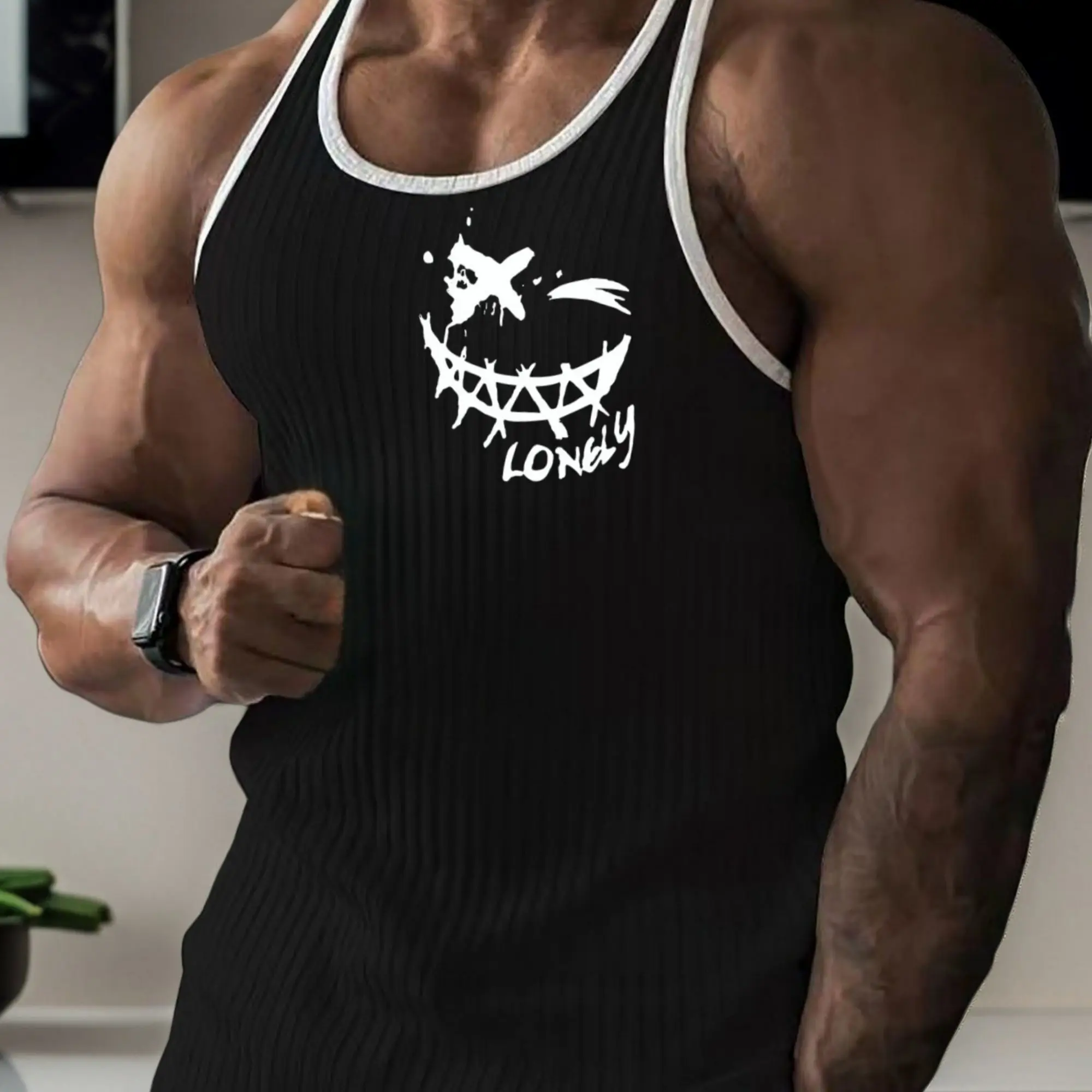 2026 Summer Men Bat Vest Plus Size Stripe Gym Tank Top Men Fitness Male Exercise Sports Vest Undershirt Bodybuilding Clothing