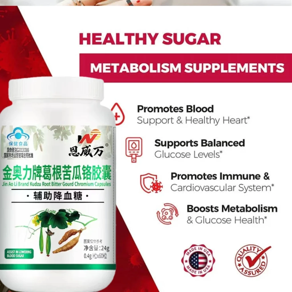 Organic Bitter Melon&root of kudzu vine Capsules for diabetes, hypertension & cardiovascular health, weight management