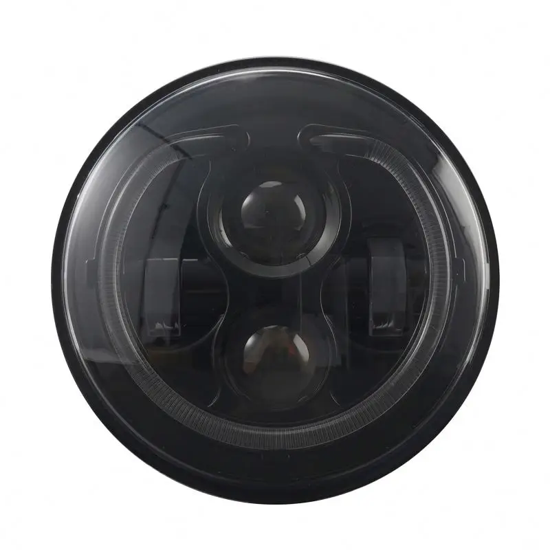 

YongJin 7 Inch Black Round Led Light for harley Davidson Motorcycle Lighting System Headlight with "U" halo Ring