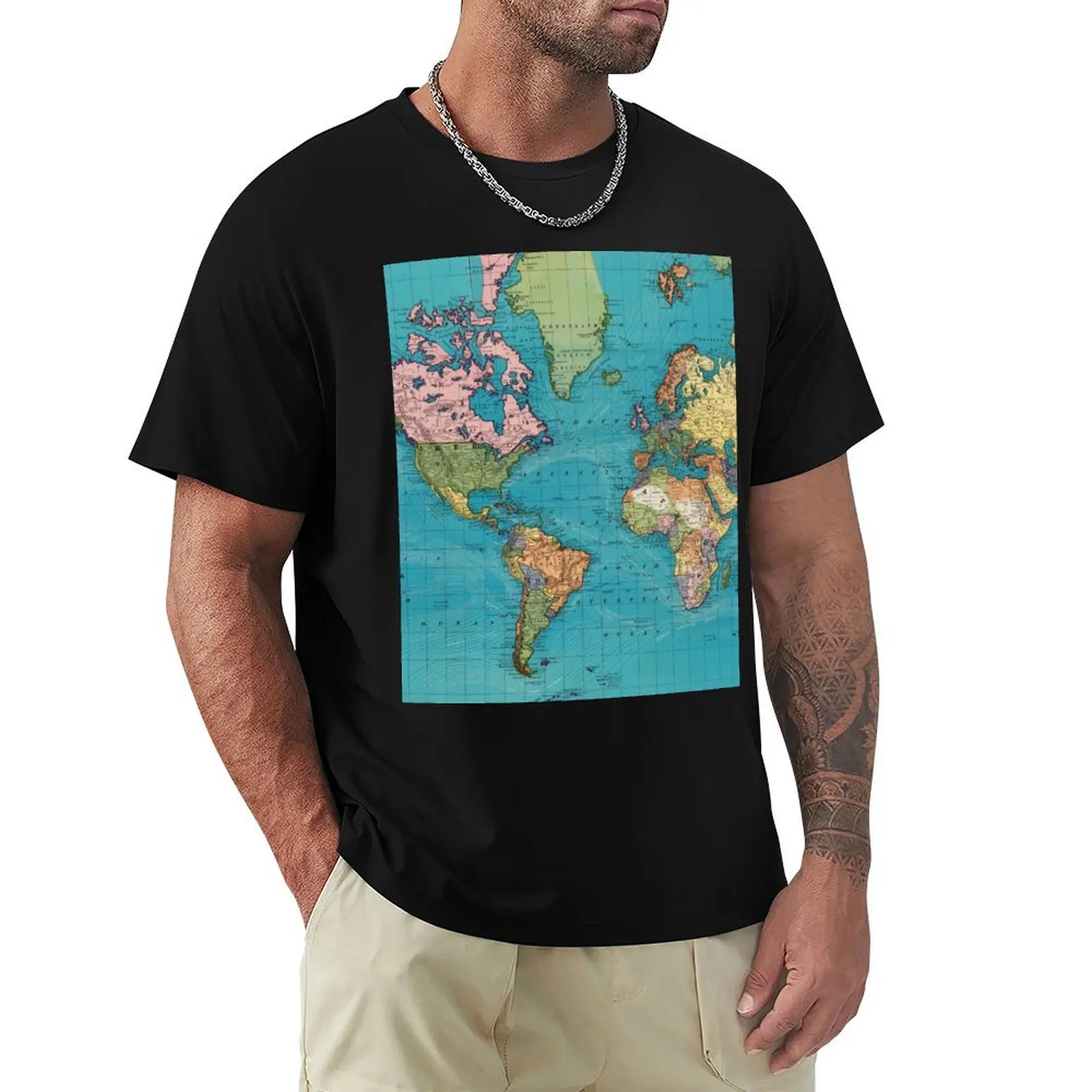 

Vintage Map of The World (1897) T-Shirt sports fans tops slim fit t shirts for men