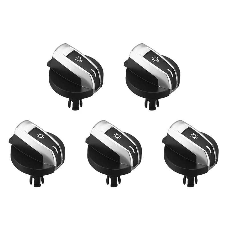 5Pcs Car Headlight Switch Knob Buttons for BMW 5/7 Series X3 X4 F01 F02 F03 F10 F18 F07 F06 F25 F26 Black