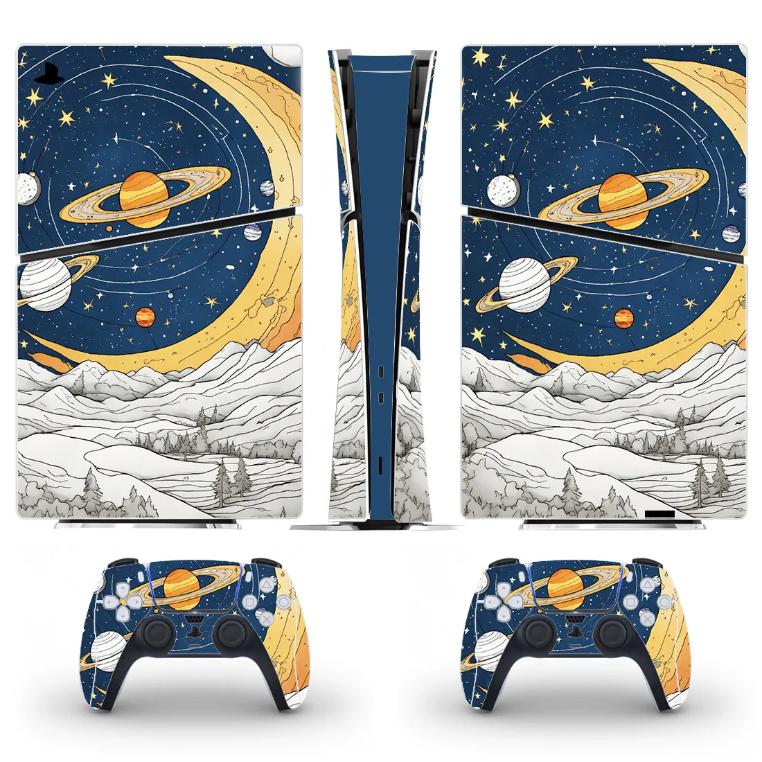 

Звездное небо, планета PS5, тонкая цифровая наклейка на кожу, защитная наклейка, чехол для контроллера консоли PS5, тонкая виниловая наклейка