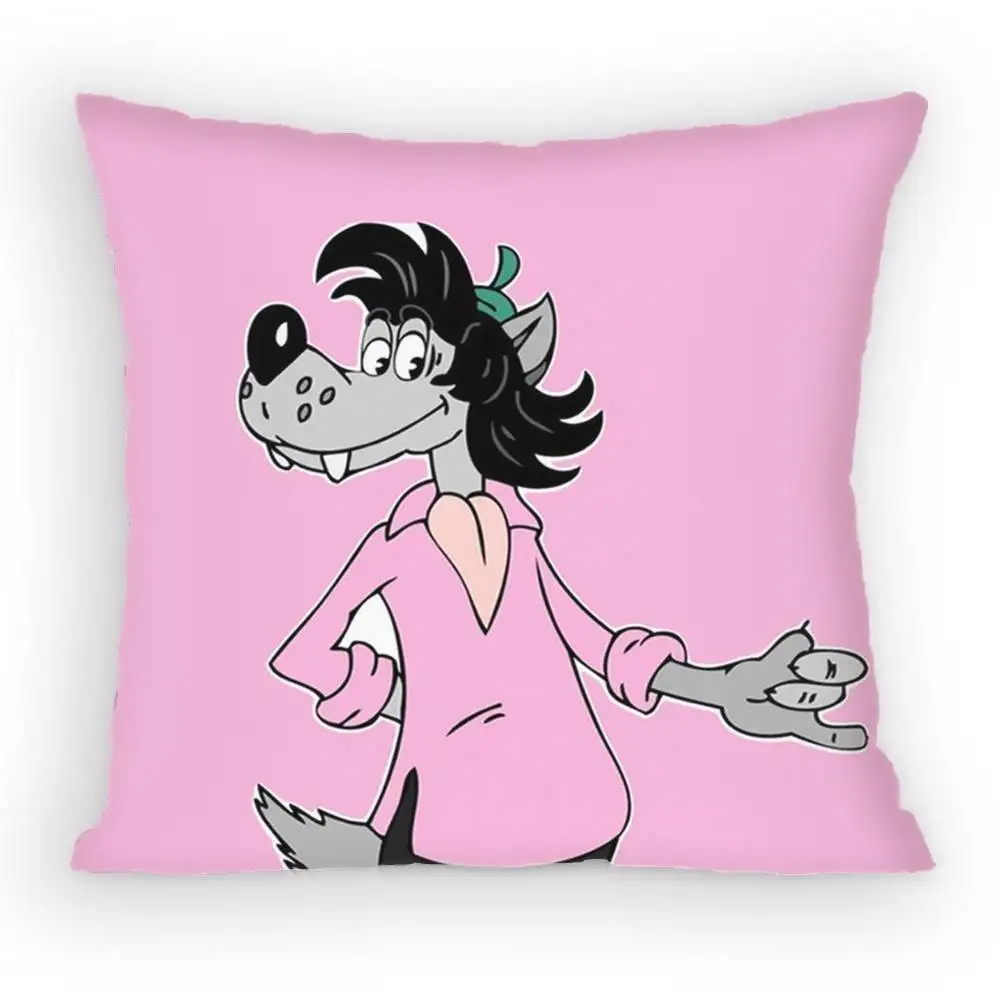 Russia Cartoon Nu, pogodi Pillow Case Anti-dustmite Pillowcase Invisible zipper silky Sofa cushion cover for bedroom