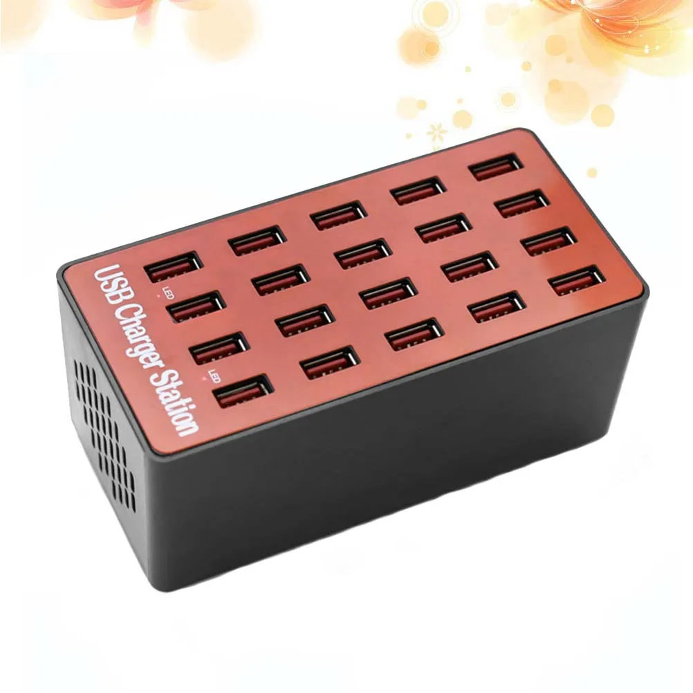 

USB 20-портовая настольная зарядная станция, быстрая для смартфонов, планшетов, камер, защиты от перенапряжения