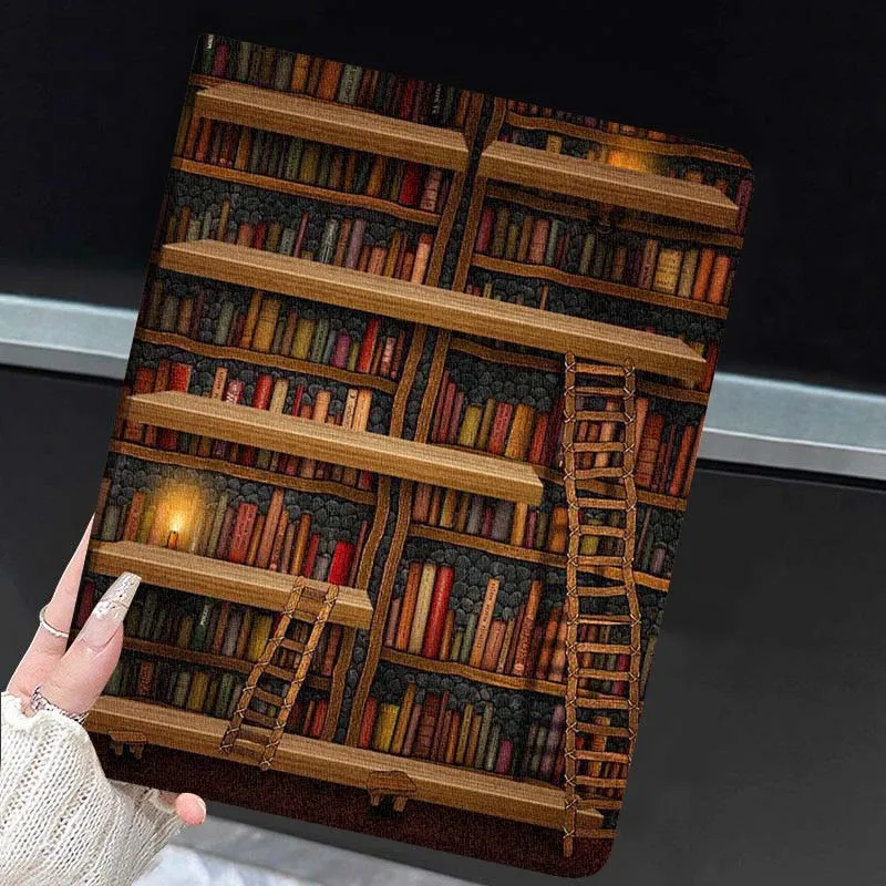 

Retro Book Bookshelf Art For Samsung Galaxy Tab A7 A A8 A9 A11 S6 S11 10.1 10.4 10.5 Inch Lite PLus Tablet Case