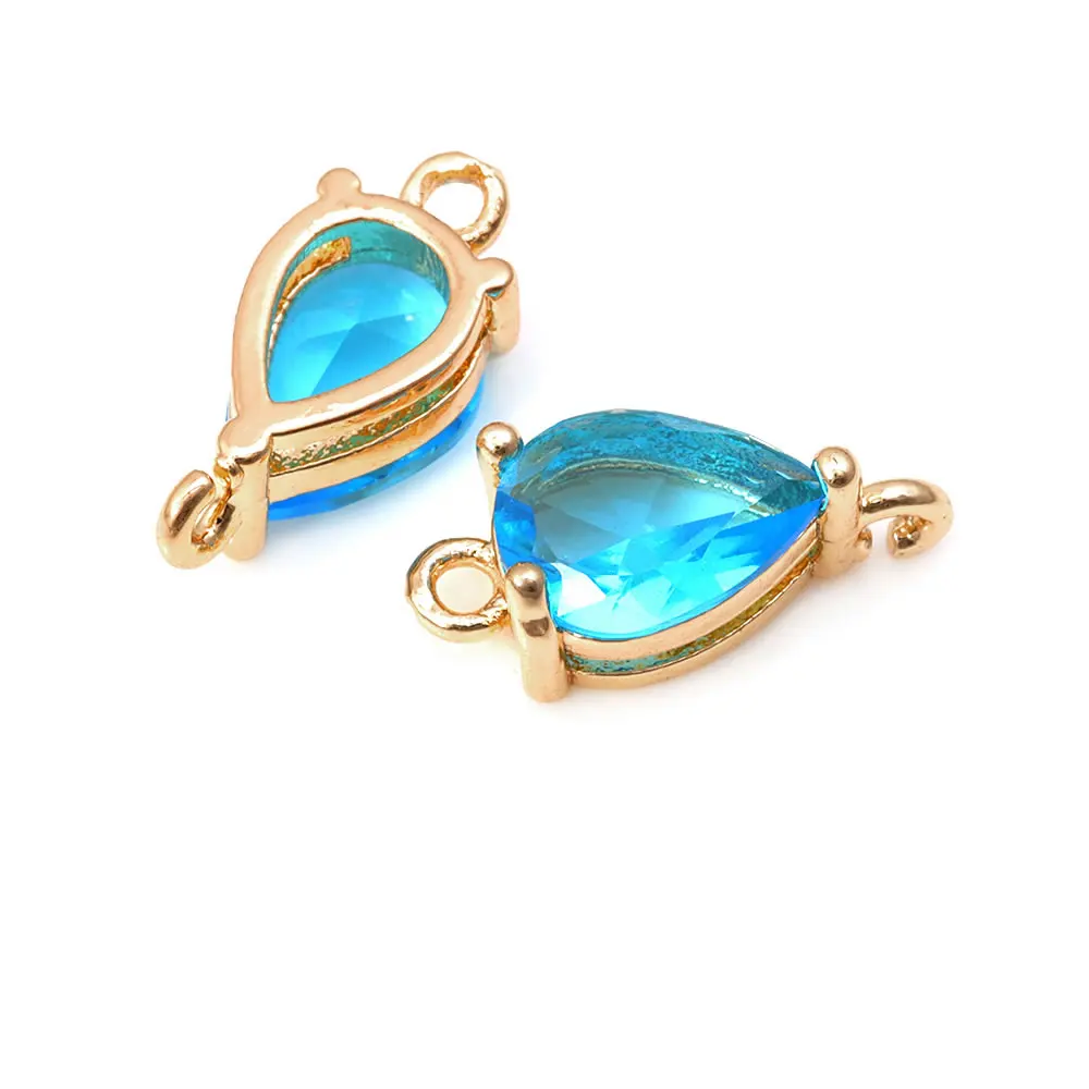 18K Gold Color Brass Zircon 2 Holes Drop Connect Charms Pendants High Quality Diy Necklace Earrings Jewelry Accessories