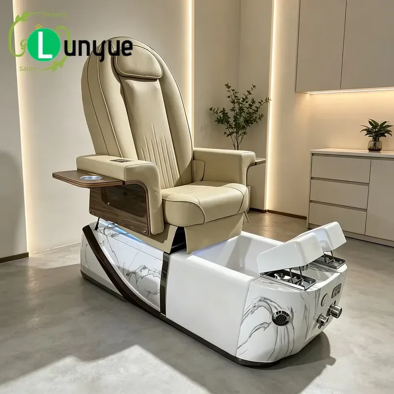 Luxury Magnetic Jet Foot Spa Pedicure Chair European Touch Massage Modern Leather Nail Furniture for Beauty Shop