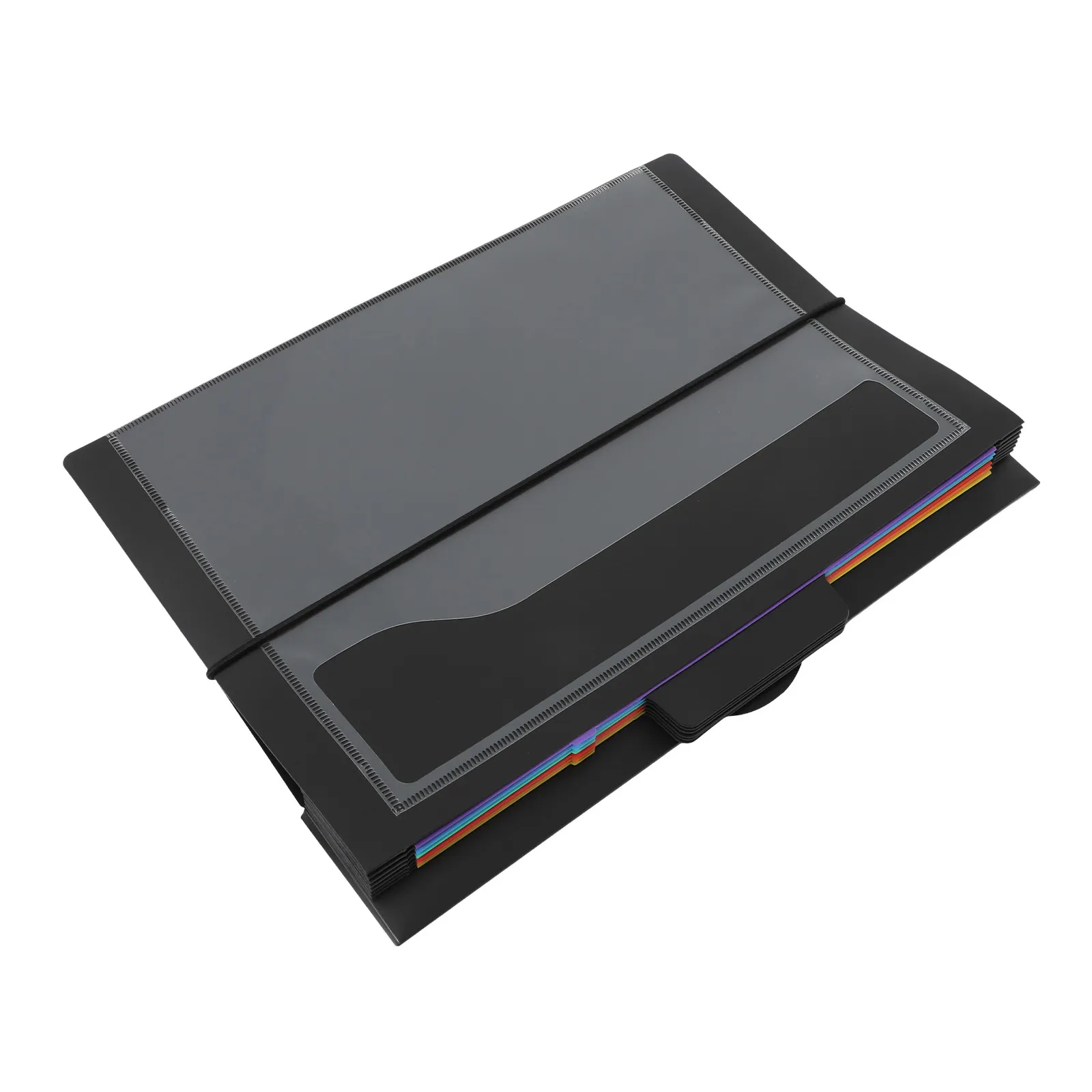 アコーディオンスタイル-6層ポータブルファイルフォルダー-壁掛けファイルオーガナイザー-オフィス-教室-家庭用文書保管-ブラック