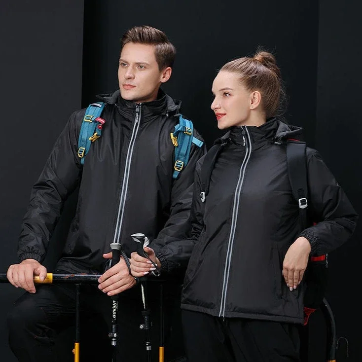 

2025 fashion casual street wear UV clothes men's thick windproof jacket waterproof hooded winter wear outdoor sports trench coat