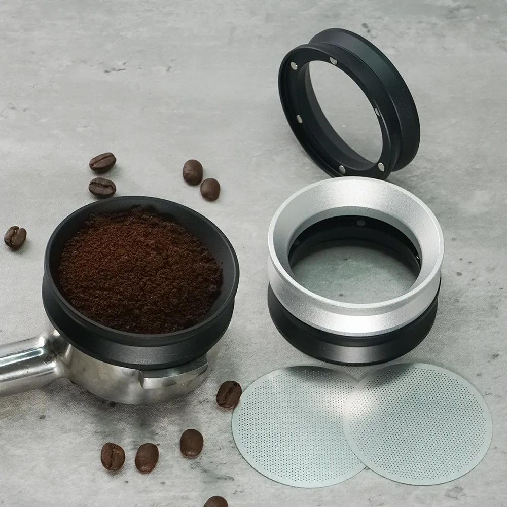 

6 Magnets Fit Coffee Dosing Ring External Fastening Design Prevent Flying Powder Portafilter Coffee Catcher Ring Aluminum Alloy