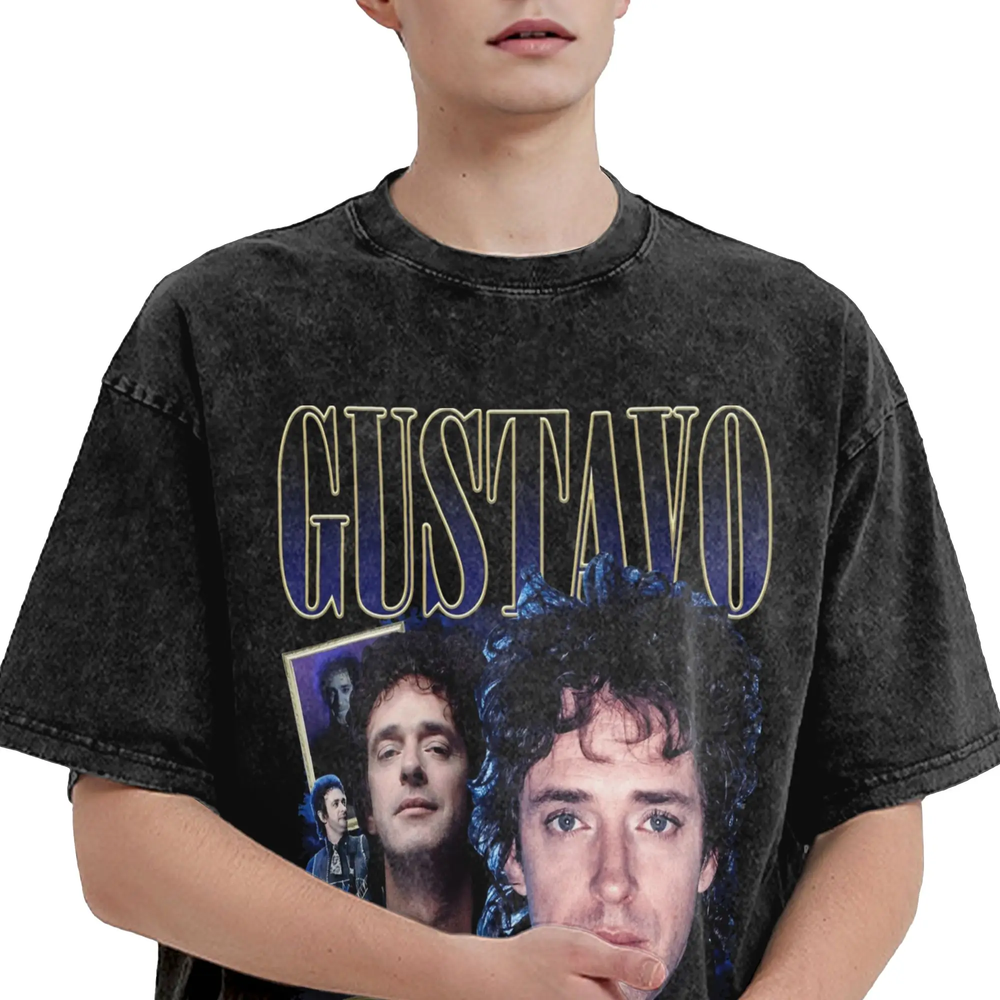 

Oversized Washed T Shirt Gustavo Cerati Tour 2025 Album Cotton T Shirts Trendy Cool Tee Shirt Men Beach Awesome Pattern Tees