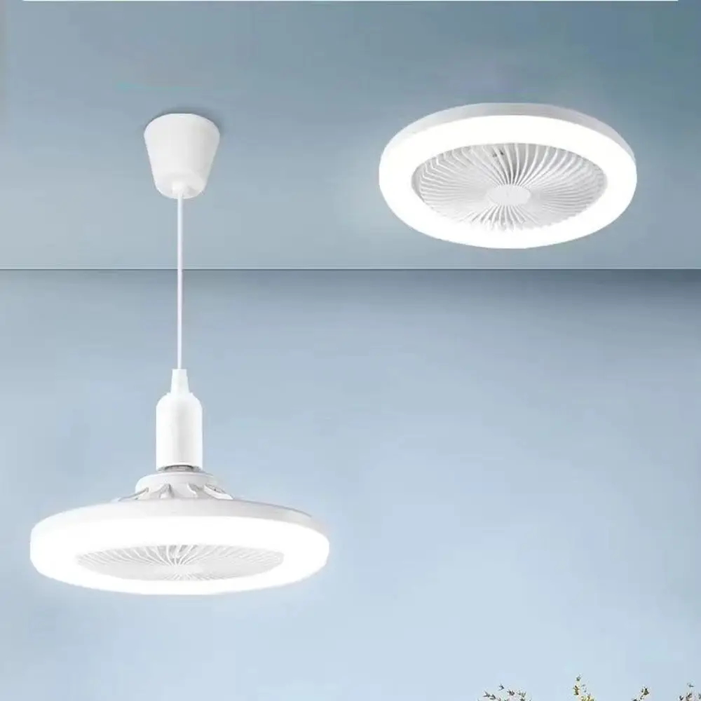 Adjustable E27 Fan Light ABS Dimmable Led Ceiling Fan with Light E27 Spiral Lamp Holder 360-Degree Rotation