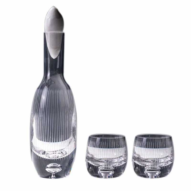 

High-value transparent one pot and two glasses of wine set, large-capacity glass cold kettle, light luxury and artistic