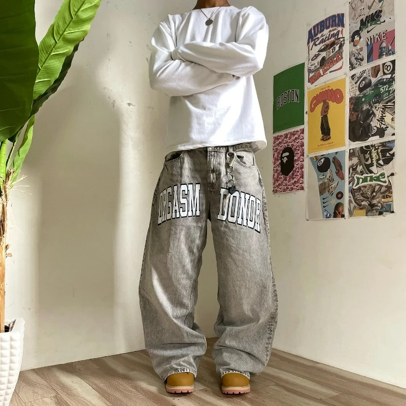 Jean Baggy Vintage Délavé pour Homme et Femme, Streetwear Gothique, Haute Qualité, Mode Harajuku, Jambes Larges, Y2K