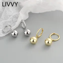 LIVVY Silver Color New Style Trendy ball bead Drop Earrings For Women  Simple Fashion Charming Jewelry  Gift