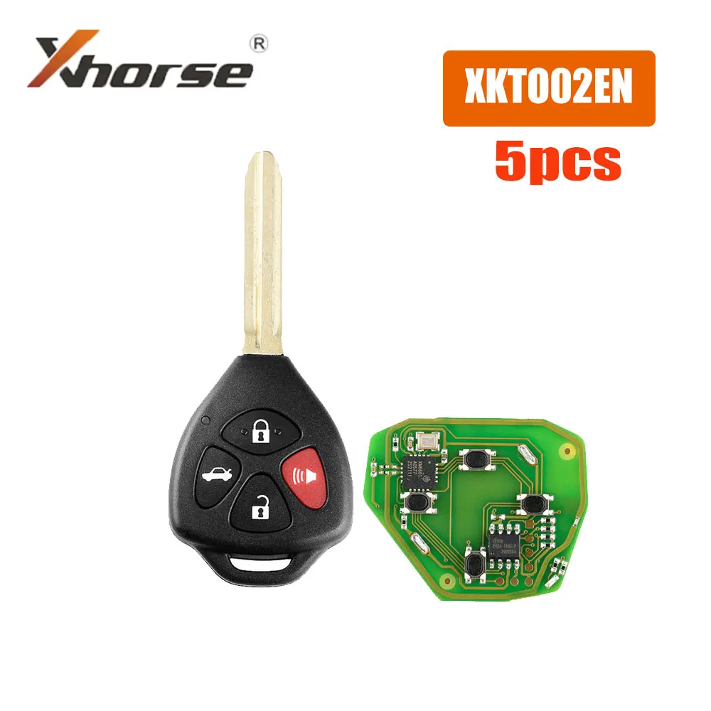 

5PCS/LOT Xhorse XKTO02EN Universal Remote Key for Toyota Style Flat 4 Buttons Wired Car Remote Key for VVDI2 Xhorse VVDI Tool