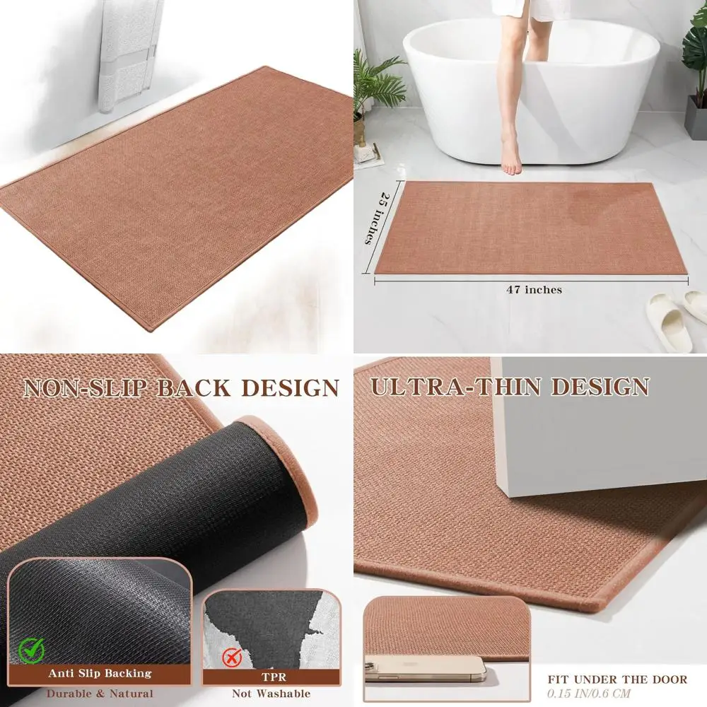 

Large 47x24 Dark Pink Quick-Dry Non-Slip Bath Mat for Bathroom Floor