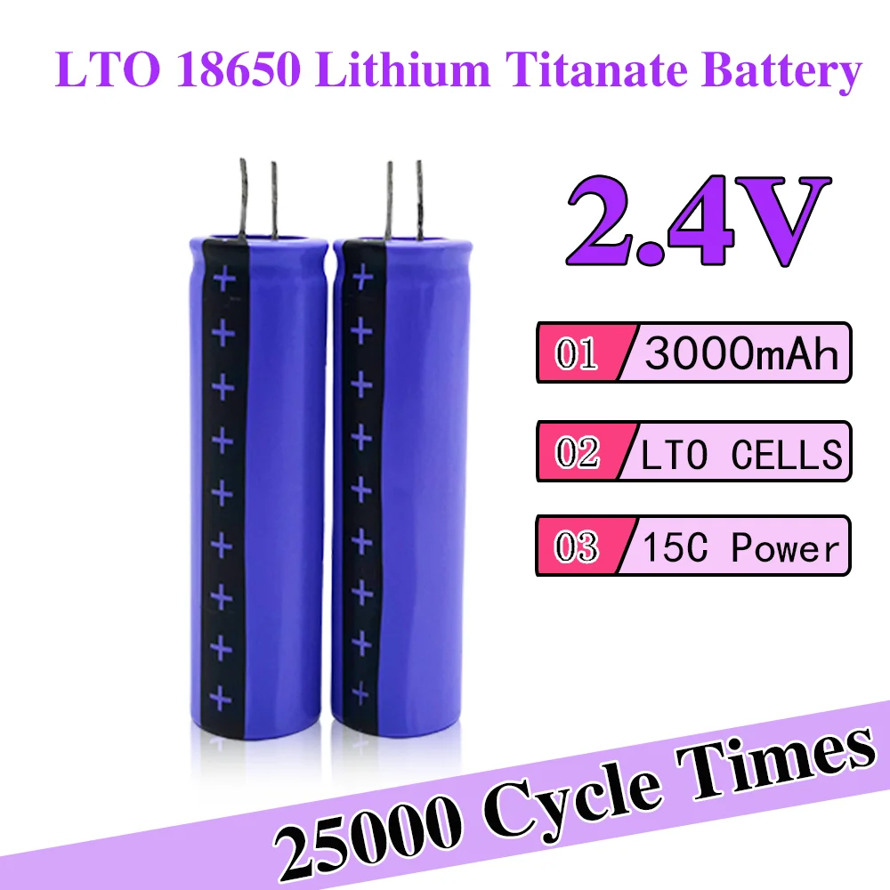 

NEW EST 2.4V 3000mAh LTO 18650 Lithium Titanate Battery Cell low temperature Long Cycle For Diy 12V battery pack Power tool