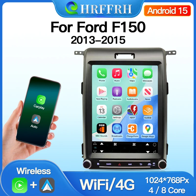 

12.1-дюймовое автомобильное радио на Android 15 для Ford F150 2013-2015 с экраном в стиле Tesla, мультимедийный видеоплеер, стереосистема, GPS, Wi-Fi, 4G, Bluetooth