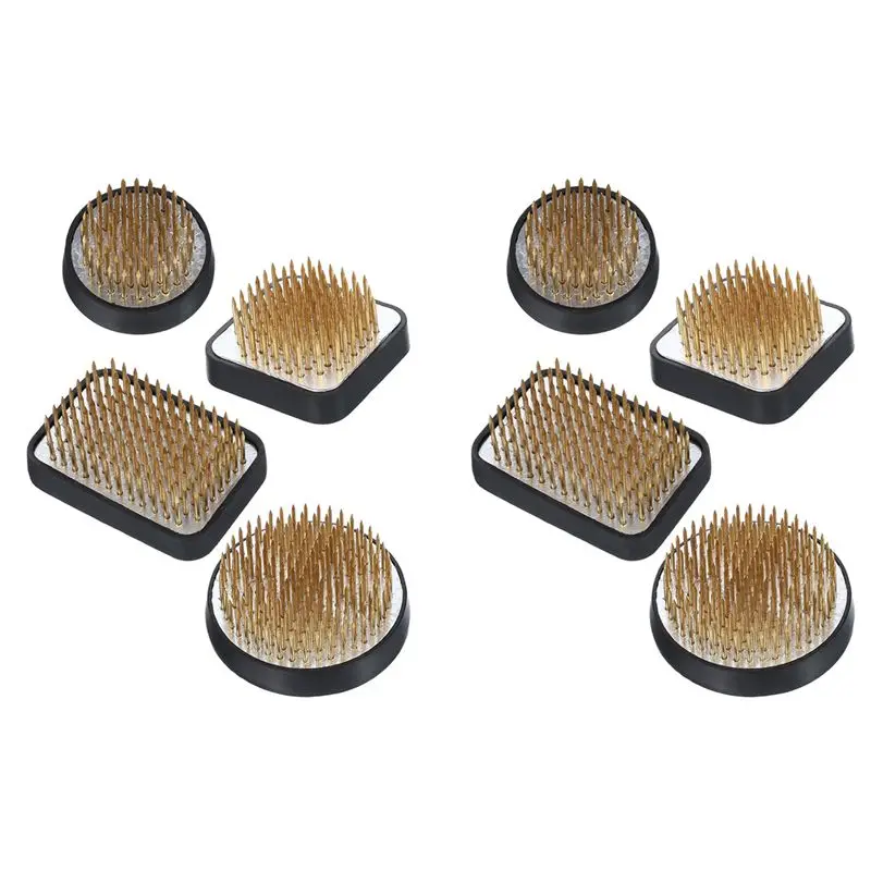BAAR-8 Pcs Japanese Ikebana Kenzan Kit For Flower Arrangement,2.4In Round,1.6In Square,2.1In X 1.4In Rectangle & 1.In Round